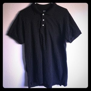 Black with white polka dots L polo